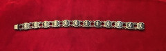 Vintage Siam Sterling Silver Niello Dancer Link Panel Bracelet, 7 1/2 inches