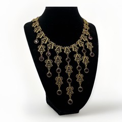 Vintage Etruscan Revival Necklace Purple Crystal Chandelier Victorian Gothic 17″