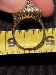 Vintage JBK Simulated Emerald Statement Ring Gold Plated Sterling Silver Size 9