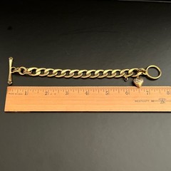 Vintage Juicy Couture Heart Charm Gold tone Link Bracelet 7″
