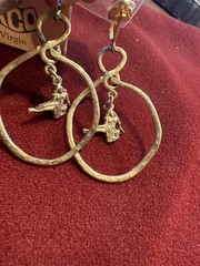 Hoops Cut Out Astrological Virgo Earrings Vtg Gold Plated Clip On 1960s Unused