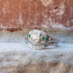 2Ct Art Deco Vintage Style Lab Created Diamond Engagement Ring Set 14K Gold Over