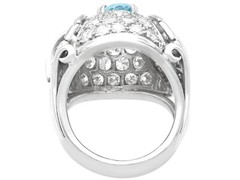 Vintage 0.95ct Aquamarine, 2.06ct Diamond and Palladium Dress Ring Size 5 3/8