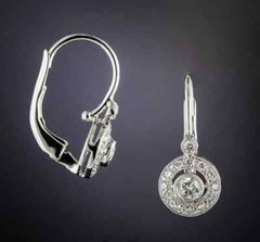 Art Deco Style Round Cut Lab-Created Diamond Drop/Dangle Halo Earrings In Silver