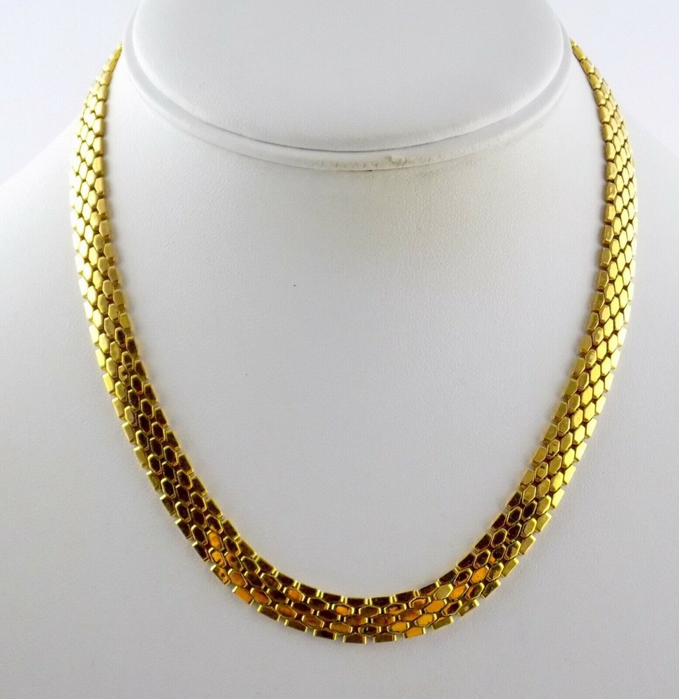 Napier Goldtone Metal Mesh Links Chain Necklace 15.5 Inches 20g