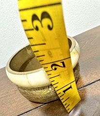 Vintage 1″ Brass Engraved Bangle & 1/2″ Bone And Brass Bangle Boho Chic Bracelet