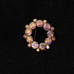 Lot of 4 Jelly AB Vintage Brooches 1.5-2.5″ Capri Pink Purple Green Teal Orange
