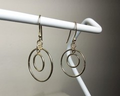 Vintage 925 Silver Double Hoop Dangle Wire Earrings
