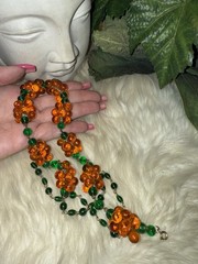 Louis Rousselet Rare Gorgeous Gripoix Green & Amber Glass In 25 Inches Long! D5