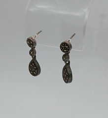 VTG 925 MC Teardrop Marcasite Earrings 1in Drop Sterling Silver 3gtw New Backs