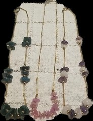 Hobe Necklaces,3 Original Tag, Gemstones, Amethyst 15″, Quartz, 17″ Pink, Green