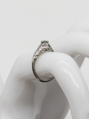 Antique 1920s Belais $2400 Old Euro Alexandrite 18k White Gold Filigree Ring