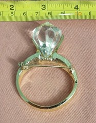Vintage AJC Big Faux Diamond Ring Brooch Lapel Pin Bridal Engagement Party Gift