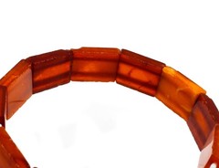 Vintage Natural Cognac Butterscotch Amber Faceted Panel Stretch Bracelet 11g