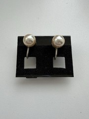VTG EVCO Pearl Screw Back Earrings Silver Tone MCM Old Money Wedding 50s Retro