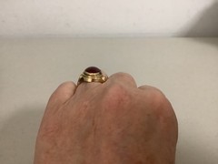 VTG/Antique Art Deco gold filled?rolled?red glass signet ring size 5.25 unsigned