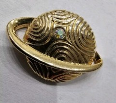 10kt Gold Plated Planet Pin Space Journey Travel Universe Adventure Htf Vtg Old
