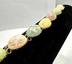 CORO Pegasus Confetti Bracelet Cabochon Pastel Lucite Vintage Gran Retro Dainty