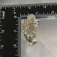Joseph Warner Brooch Silver Tone Aurora Borealis Rhinestone Duck Bird Vintage