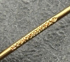 Vintage 14K Yugoslavia Gold Flower Starburst Etched Stick Pin