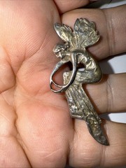 Pin Brooch Nymph Fairy With Wings Long Gown Graceful Women Sterling Silver