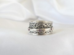 Vintage Sterling Silver 925 Natural Amethyst Spin Spinning Vine Ring 9.5