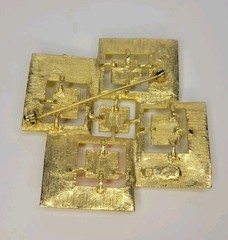 Vtg Geometric Retro Colorful Square Brooch Pin Signed Capri