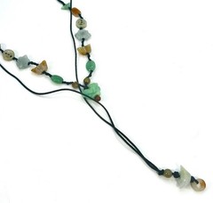 Multi Color Carved Jade Fetish Necklaces Lot Of 2 Pcs Adjustable Length Cord