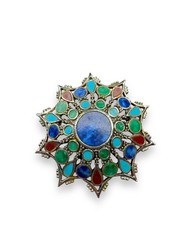 1960s ART Mode Art Arthur Pepper Multi Color Silver Tone Brooch
