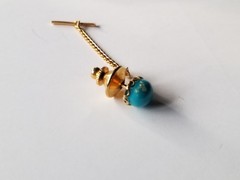 Vintage Matching Set Cufflinks, Tie Bar & Tack Gold Tone W Faux Turquoise Stones