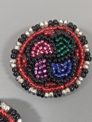 Vintage Boho Glass Seed Beaded Tribal Colorful Round Leather Back Earrings