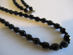 Art Deco 1940’s Black Crytal Glass Mourning Necklace
