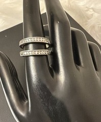 Sterling Silver Channel Set Double Band CZ Vintage Ring Size 8 Gram Wt 7.2