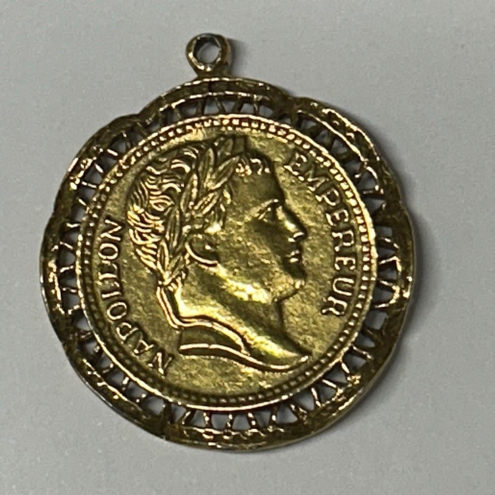 Napoleon Vintage Pendant Coin Double Sided Necklace Goldtone Antique Reprod