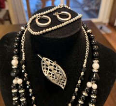 Lot of Mixed Vintage Jewlery Black,White, Silver, Gray Some Sterling Silver