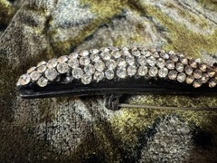 Vintage Weiss Pea Pod Brooch Rhinestones and Faux Pearls Signed