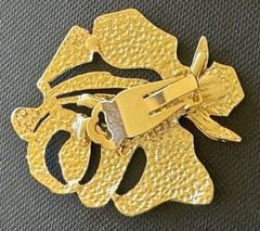 Vintage Huge Flower Clip Earrings Bold Gold Tone Abstract Statement 80s Runway