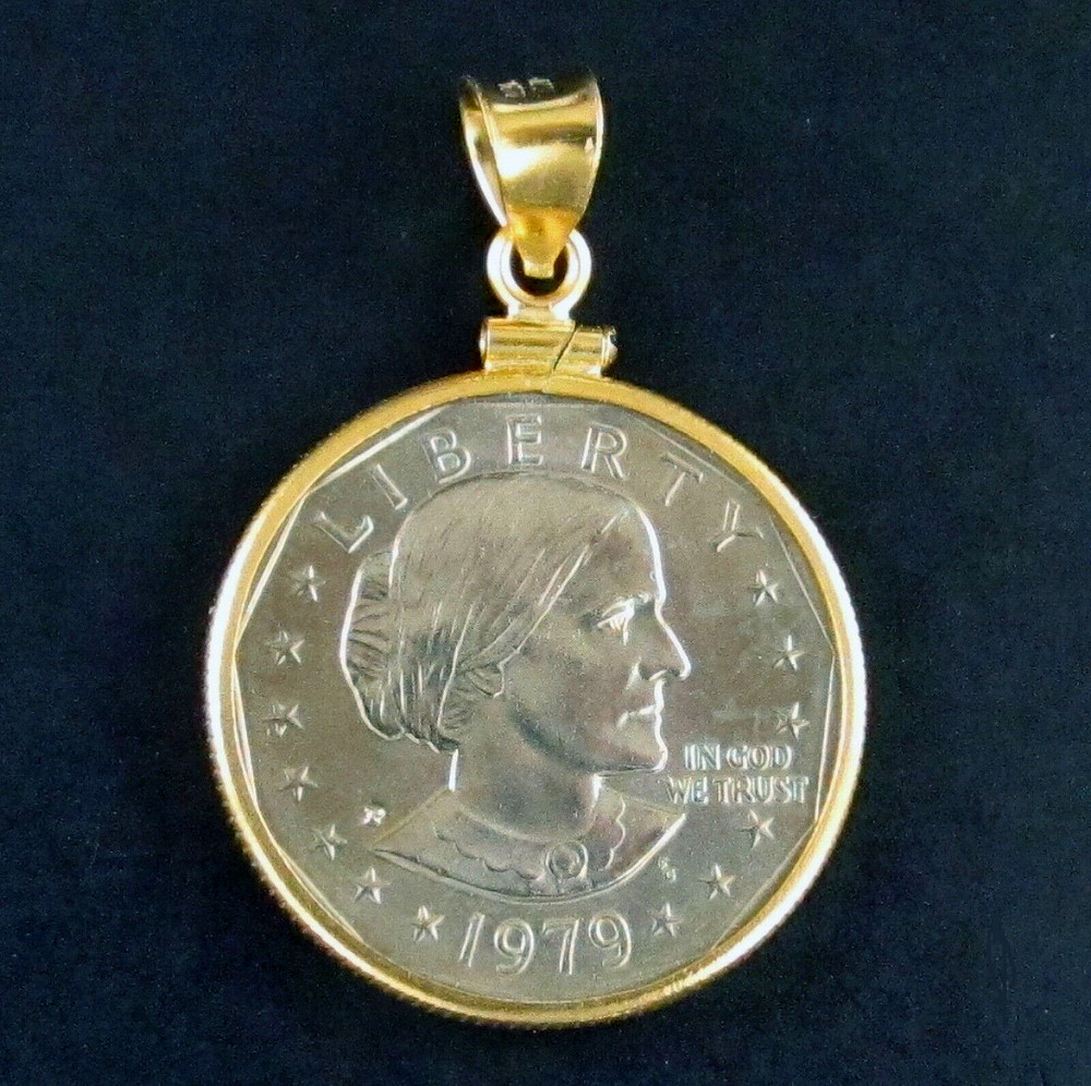 Coin Pendant 1979 Susan B. Anthony Coin Edge 14K Gold Filled Bezel Soldered Bail
