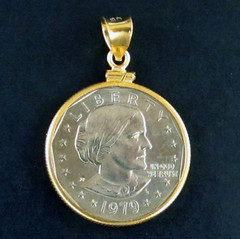 Coin Pendant 1979 Susan B. Anthony Coin Edge 14K Gold Filled Bezel Soldered Bail