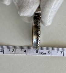 Ammonite Fossil Gemstone Bezel Set 1.75” Pendant 925 Sterling Silver 9.45g Vtg.