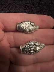 UNMARKED RARE WHITING & DAVIS Silver PLATED CLIP ON SERPENT SNAKE HEAD EARRINGS