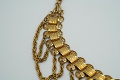 Antique Gold Tone Bib Chain Statement Necklace 13″-19″ JB33