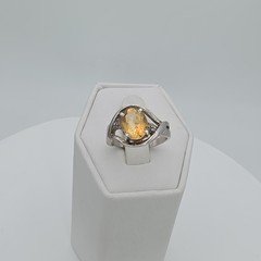 Vintage Citrine Ring Diamond Accents 925 Sterling Silver Size 5 FREE $HIPPING!!