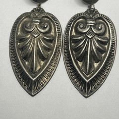 3.5” VTG Silver-tone Oversized Sacred Hearts Ornate Dangle Drop