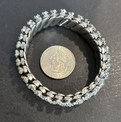 3 Crystal Rhinestone Prong Expansion Stretch Bracelets 1950’s Hong Kong Japan