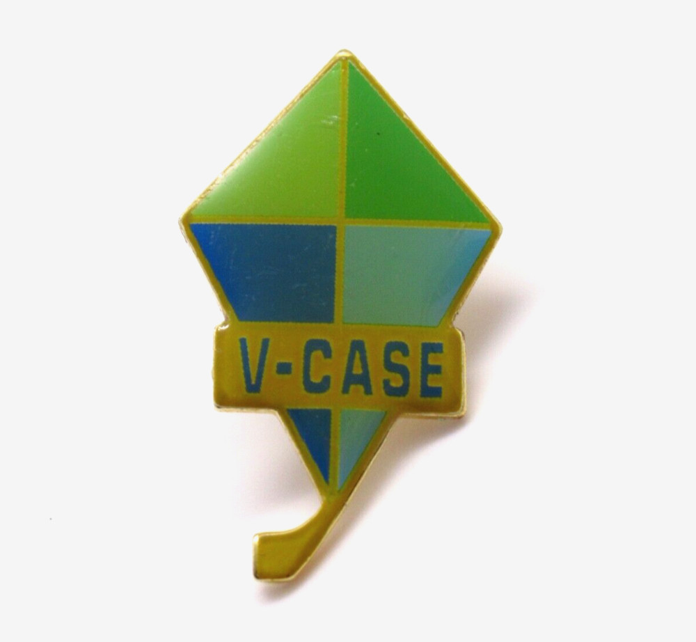 V-Case Kite Logo Lapel Pin Green Blue Gold Tone Collectible Vintage