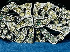 Duette Rhinestone Dress Clip Brooch Art Deco Vintage Convertible Pin 1.25” X 1”
