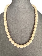 Vintage Hawaiian Ming Style Pikake Jasmine Beaded Necklace 26” Earring Set WB3