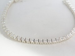 Sterling Silver 925 Cubic Zirconia Bar Link Tennis Bracelet 7.5″
