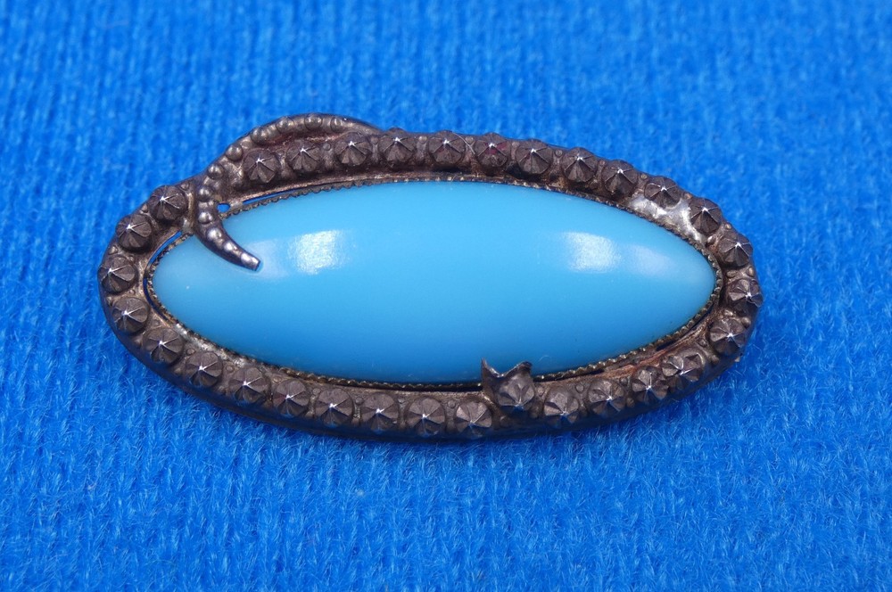 Nice Vintage Antique Faux Turquoise Sterling Top Jewelry Pin